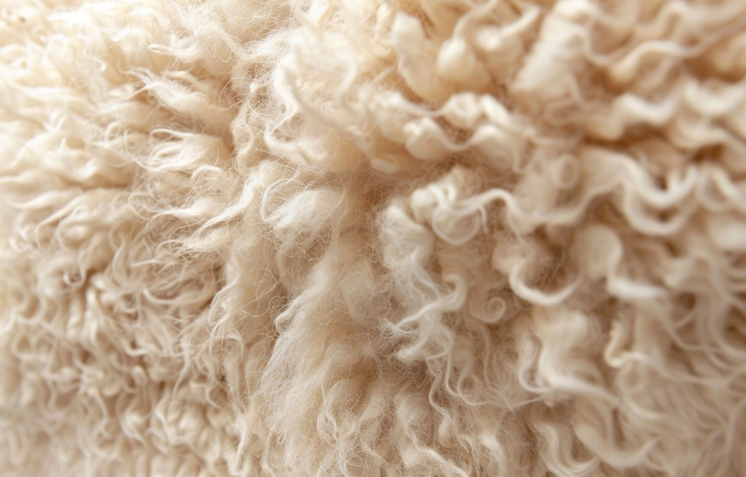A close up of a fluffy, white sheep’s wool
