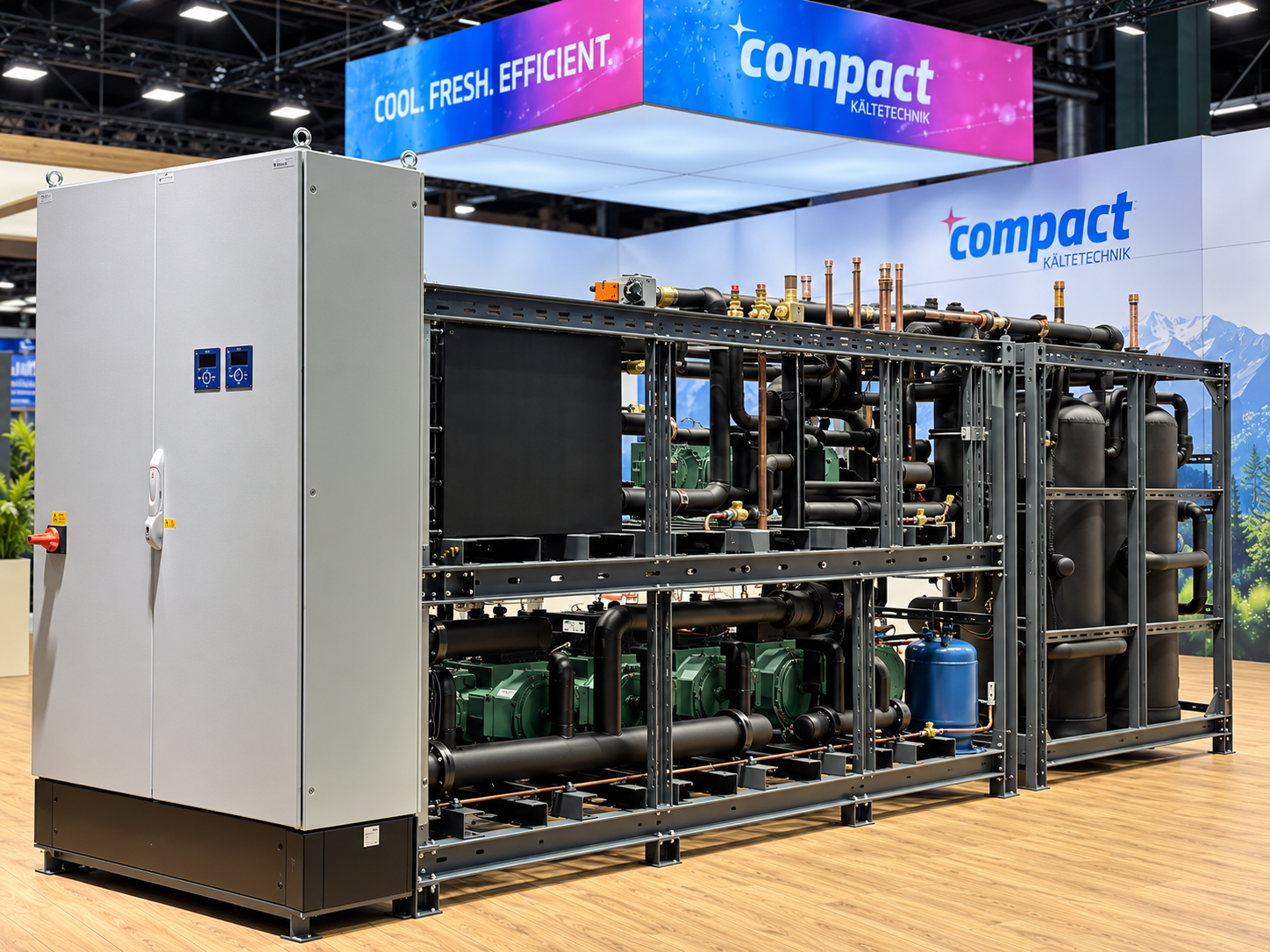 carbo-Rack XXL: Leistungsstarke CO2-Anlagentechnik carbo-Rack XXL von compact Kältetechnik als CO₂-Boosteranlage für große Leistungsbereiche und industrielle Kälteanwendungen.